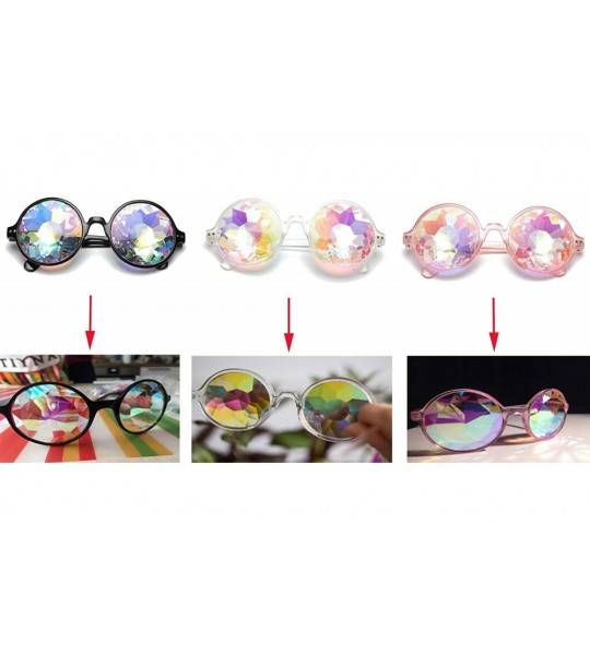 Goggle Rave Festival Kaleidoscope Glasses Rainbow Prism Sunglasses for Women Men - Black(round) - CS18SMGDG2H $19.64