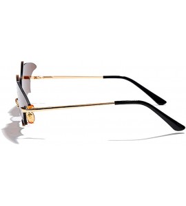 Cat Eye Sunglasses Luxury Rimless Glasses Eyeglasses - Blue - CX190L00UGH $23.16