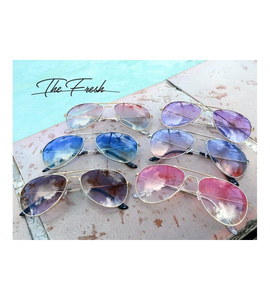 Round Classic Metal Frame Oceanic Color Lens Aviator Sunglasses Gift Box - 14b-silver - CI192CC08DS $26.04