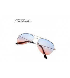 Round Classic Metal Frame Oceanic Color Lens Aviator Sunglasses Gift Box - 14b-silver - CI192CC08DS $26.04