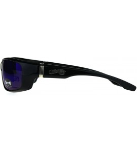 Sport Mens Classic Biker Sport Warp Rectangular Sunglasses - Blue Mirror - CN188IC2K85 $19.51