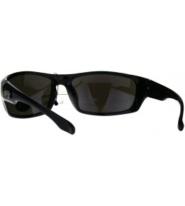 Sport Mens Classic Biker Sport Warp Rectangular Sunglasses - Blue Mirror - CN188IC2K85 $19.51