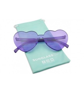 Round Overisized Novelty Transparent Once Piece Colorful Heart Shape Sunglasses - Violet - CI180L0DY4A $20.47