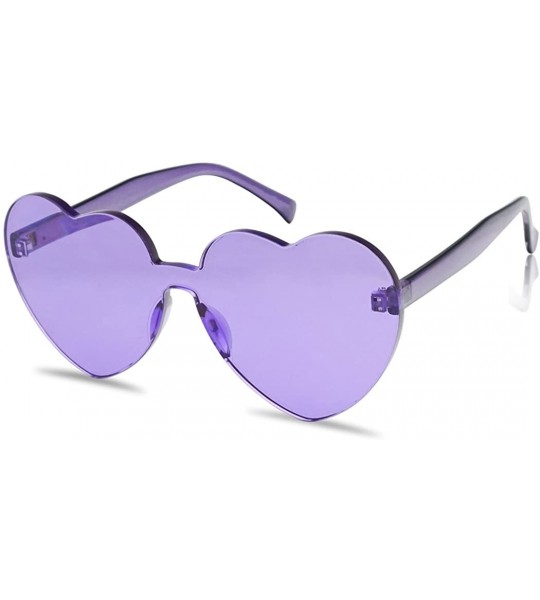 Round Overisized Novelty Transparent Once Piece Colorful Heart Shape Sunglasses - Violet - CI180L0DY4A $20.47