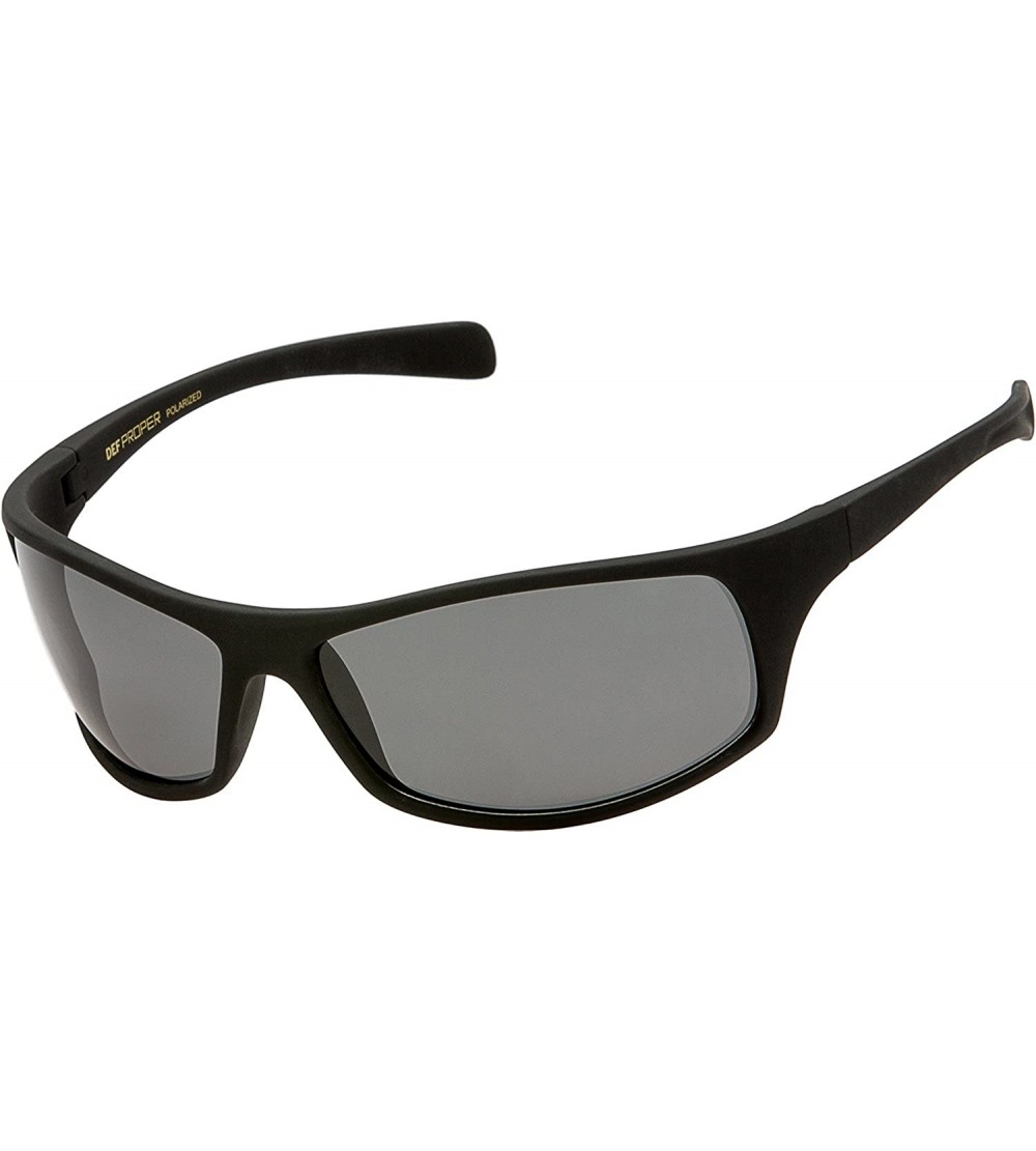 Sport Polarized Wrap Around Sports Sunglasses - Black Matte Rubberized - Smoke - CW18D0N04KT $24.45