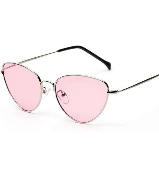 Round Cute Sexy Cat Eye Sunglasses Women 2018 Retro Small Black Red Pink Cateye Sun Glasses Vintage Shades For - Pink - CJ197...