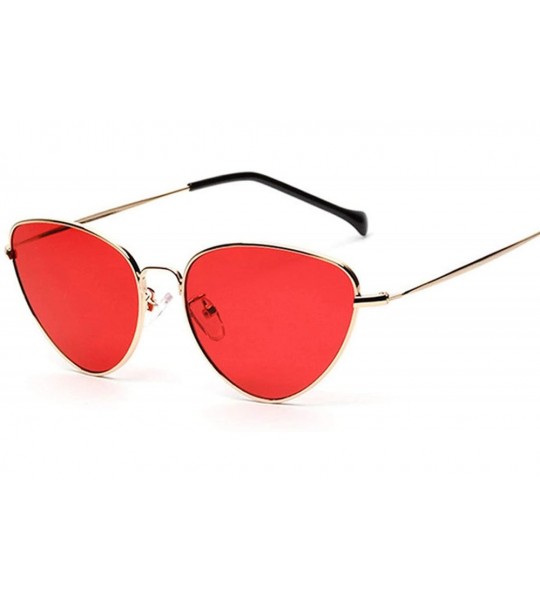 Round Cute Sexy Cat Eye Sunglasses Women 2018 Retro Small Black Red Pink Cateye Sun Glasses Vintage Shades For - Pink - CJ197...