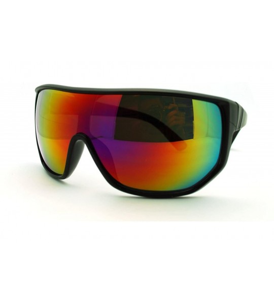 Wrap Futuristic Mens Oversized Shield Mono Lens Sport Warp Sunglasses - Black Multi - CV11J6WUATZ $23.18