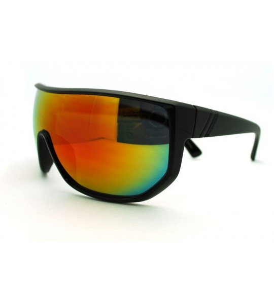 Wrap Futuristic Mens Oversized Shield Mono Lens Sport Warp Sunglasses - Black Multi - CV11J6WUATZ $23.18