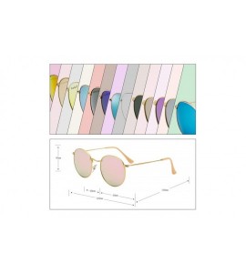 Aviator Classic Retro Metal Frame Round Circle Mirrored Sunglasses Men Women Glasses 3447 - Pink Glass - CI12JPLNJGD $25.67