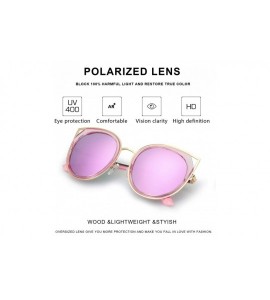 Cat Eye Oversized Cat Eyes Round Sunglasses for Women - Mirror Polarized Women Sunglasses 100% UV Protection - C118R7CTYWE $3...