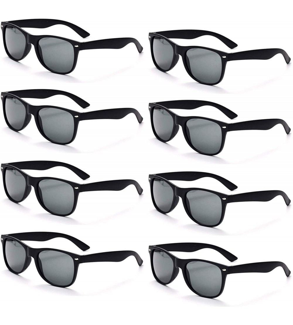 Square YVENIGHT 8 Packs Wholesale Neon Colors 80's Retro Sunglasses Bulk for Adult Party Supplies - 8 Pack Black - C4196HC07S...