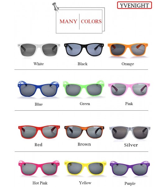 Square YVENIGHT 8 Packs Wholesale Neon Colors 80's Retro Sunglasses Bulk for Adult Party Supplies - 8 Pack Black - C4196HC07S...