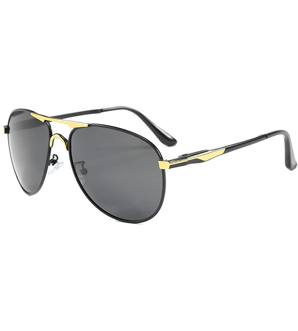 Square Men's classic retro polarized sunglasses trend new sunglasses driving glasses - Gold Grey C3 - C61905IYXHW $32.46