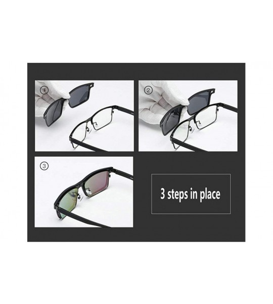 Square Polarized Sunglasses Set 2PCS Magnetic Clips TR Glasses Magnet Casual Glasses Frame - Green - CU18SA4HMOH $35.17