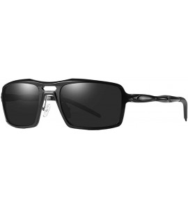 Rectangular HD Polarized Metal Sunglasses For Men - Black - C218OEWE6DY $49.77