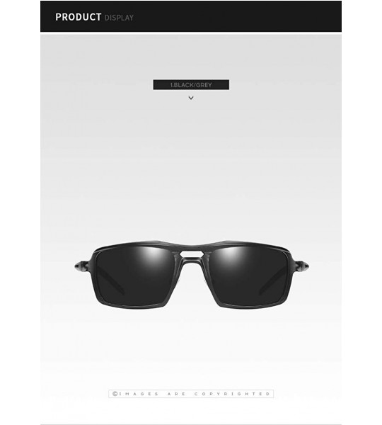 Rectangular HD Polarized Metal Sunglasses For Men - Black - C218OEWE6DY $49.77