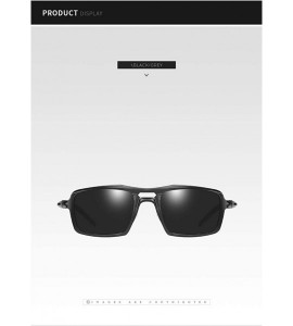 Rectangular HD Polarized Metal Sunglasses For Men - Black - C218OEWE6DY $49.77