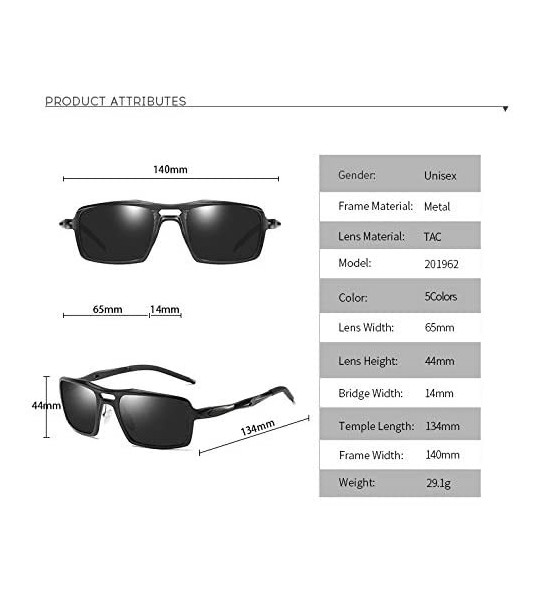 Rectangular HD Polarized Metal Sunglasses For Men - Black - C218OEWE6DY $49.77