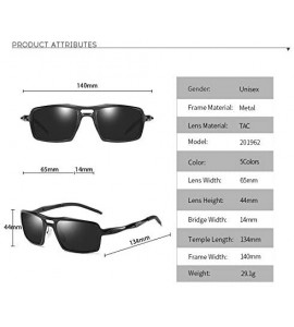 Rectangular HD Polarized Metal Sunglasses For Men - Black - C218OEWE6DY $49.77