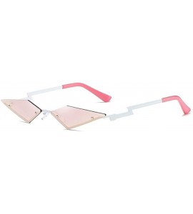 Cat Eye New 2020 Fashion Cat eye Sunglasses Women Rimless Wave Sun Glasses Eyewear Luxury Trending Narrow Sunglasses - CW198E...