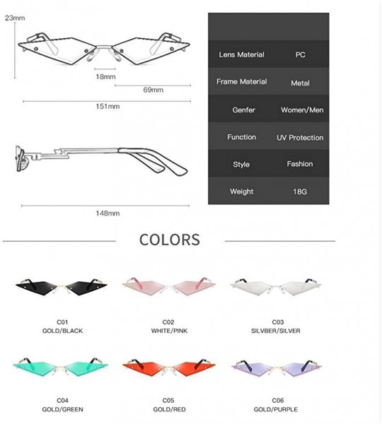 Cat Eye New 2020 Fashion Cat eye Sunglasses Women Rimless Wave Sun Glasses Eyewear Luxury Trending Narrow Sunglasses - CW198E...