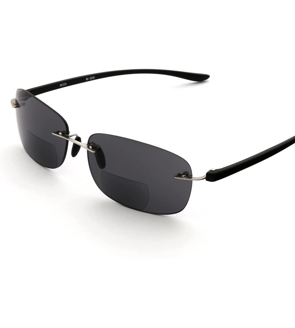 Square Reading Sunglasses Designed Available - Silver Lens/Smoke Lens - CH185D6MZ9Z $34.86