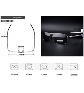 Rectangular Polarized Sunglasses for Men UV400 Protection Lenses Metal Frame -yhl - Silver-black - C612NRGSFV3 $25.36