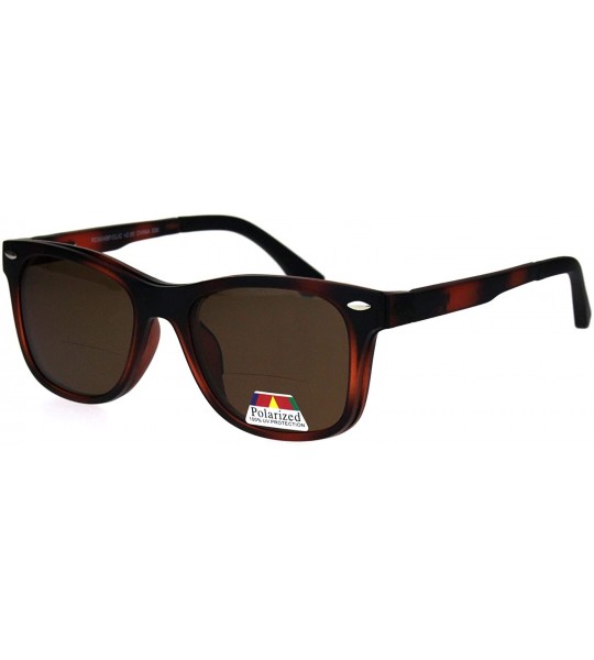 Square Reading Bifocal Lens Clear Glasses + Magnetic Polarized Sunglasses Topper - Tortoise/Brown - C718T58UG5U $28.29