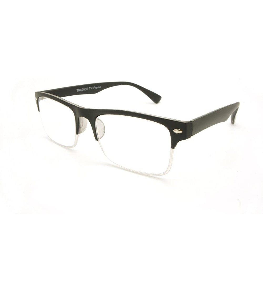 Wayfarer TR90 Lightweight half-rim Basic Square Reading Glasses 51mm-19mm-140mm - Matte Black - CI17YK9MNRL $35.49