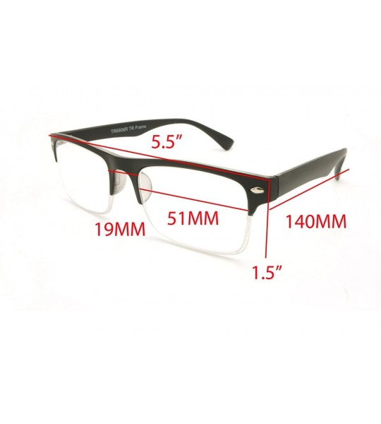 Wayfarer TR90 Lightweight half-rim Basic Square Reading Glasses 51mm-19mm-140mm - Matte Black - CI17YK9MNRL $35.49