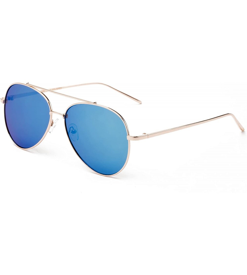 Aviator "Sweet Night" Pilot Style Comfortable Fashion Sunglasses - Gold/Light Blue - C312M436JZH $20.67