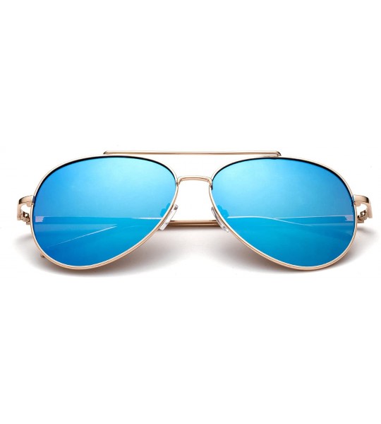 Aviator "Sweet Night" Pilot Style Comfortable Fashion Sunglasses - Gold/Light Blue - C312M436JZH $20.67