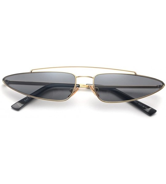 Cat Eye Small Triangle Sunglasses Cat Eye Metal Frame Retro Vintage Sun Glasses Women - Gold With Black - CN18DQQXWWL $19.58