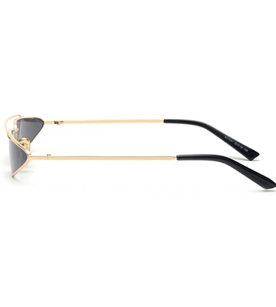 Cat Eye Small Triangle Sunglasses Cat Eye Metal Frame Retro Vintage Sun Glasses Women - Gold With Black - CN18DQQXWWL $19.58