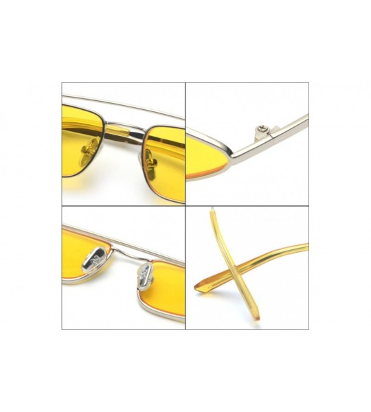 Cat Eye Small Triangle Sunglasses Cat Eye Metal Frame Retro Vintage Sun Glasses Women - Gold With Black - CN18DQQXWWL $19.58