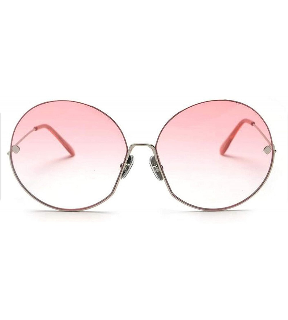 Round Luxury Vintage Round Sunglasses Women Fashion Half Frame Tinted Lens Oversized Sun Glasses FeLady Big Shades - CY199CGG...
