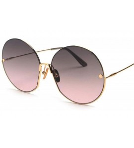 Round Luxury Vintage Round Sunglasses Women Fashion Half Frame Tinted Lens Oversized Sun Glasses FeLady Big Shades - CY199CGG...