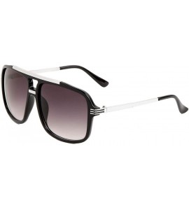 Aviator Evidence Metal & Plastic Hip Hop Flat Top Aviator Sunglasses - Black & Silver Frame - CR17YC3WL52 $25.92