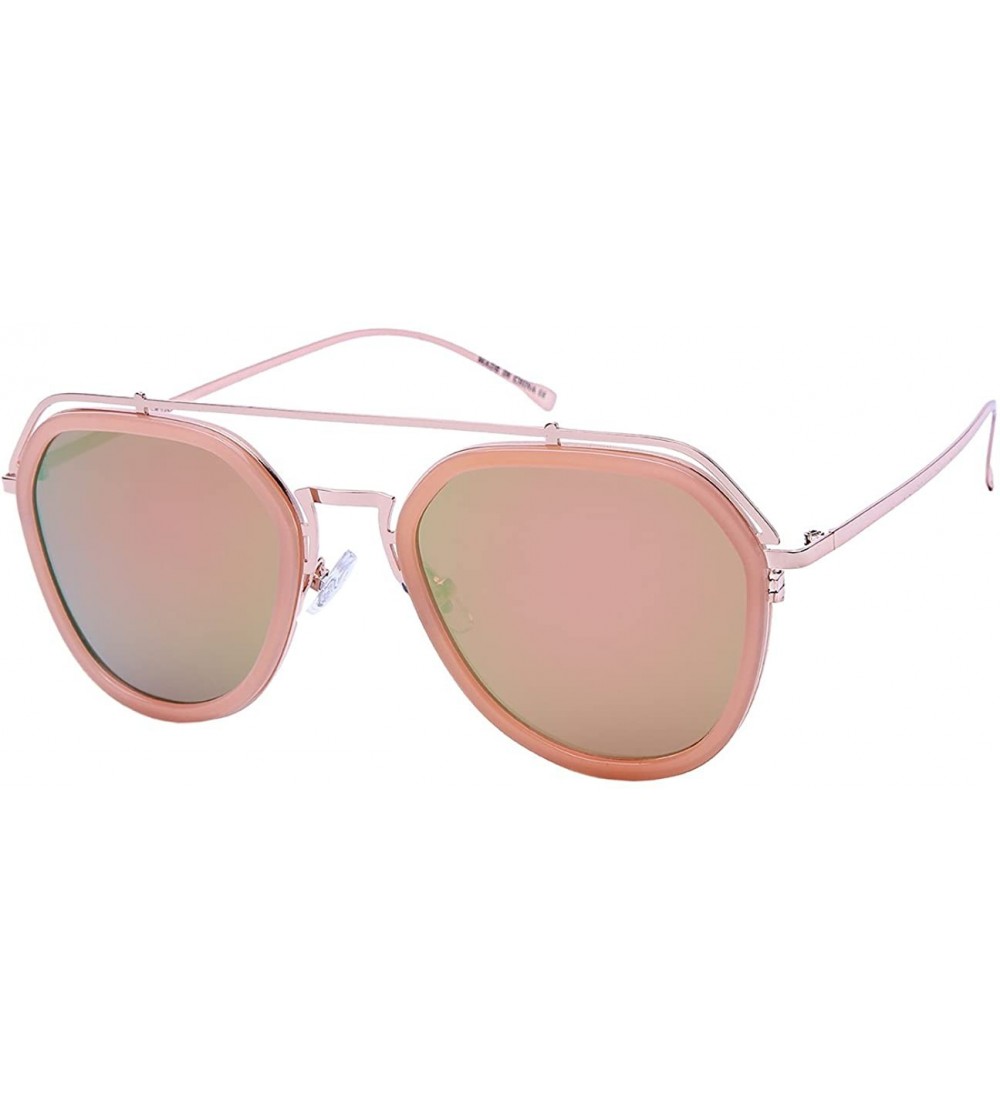 Aviator RX-Able Modern Aviator w/Color Mirrored Flat Lens 541072-O-FLREV - Jelly Pink+rose Gold - CX12OC2WHXZ $17.66