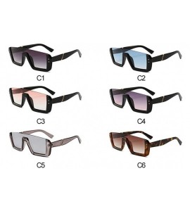 Rimless Square Sunglasses Women Semi-Rimless Black Leopard Eyewear Vintage Rivet Glasses Female UV400 - C2 Blue - CS198O3YZKE...