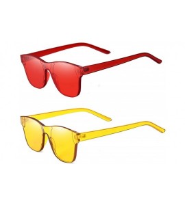 Wayfarer One Piece Rimless Tinted Sunglasses Transparent Candy Color Glasses - Red+lemon Yellow - CA18G2K9IM7 $22.47