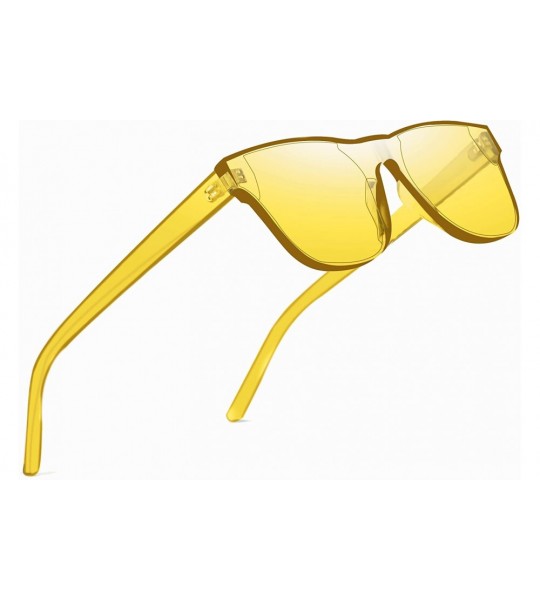 Wayfarer One Piece Rimless Tinted Sunglasses Transparent Candy Color Glasses - Red+lemon Yellow - CA18G2K9IM7 $22.47