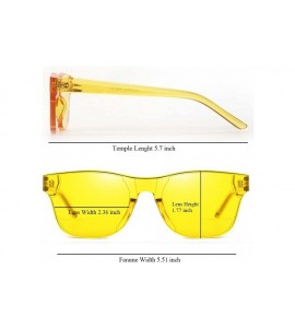 Wayfarer One Piece Rimless Tinted Sunglasses Transparent Candy Color Glasses - Red+lemon Yellow - CA18G2K9IM7 $22.47