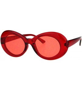 Oversized 70's Fashion Sunglasses Womens Vintage Oval Frame Glitter Lens - Red (Red) - C018IGGY0HR $27.71