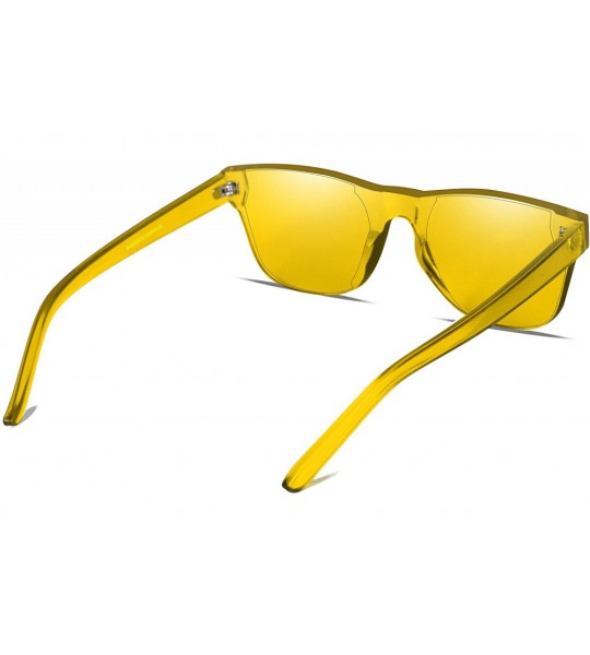 Wayfarer One Piece Rimless Tinted Sunglasses Transparent Candy Color Glasses - Red+lemon Yellow - CA18G2K9IM7 $22.47