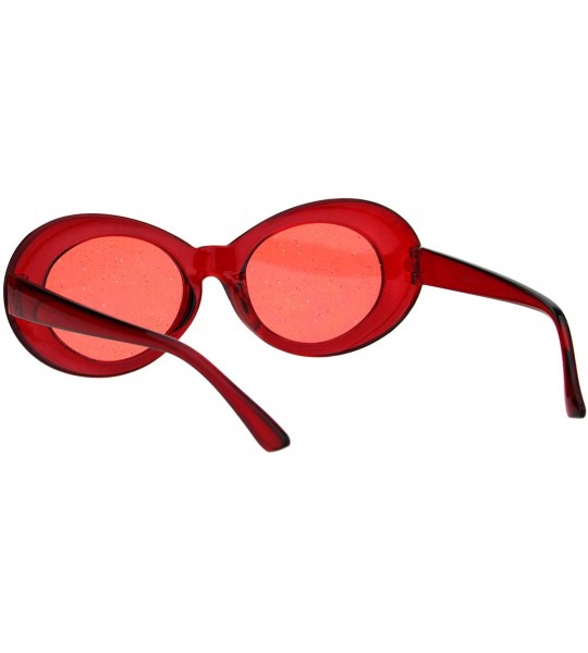 Oversized 70's Fashion Sunglasses Womens Vintage Oval Frame Glitter Lens - Red (Red) - C018IGGY0HR $27.71