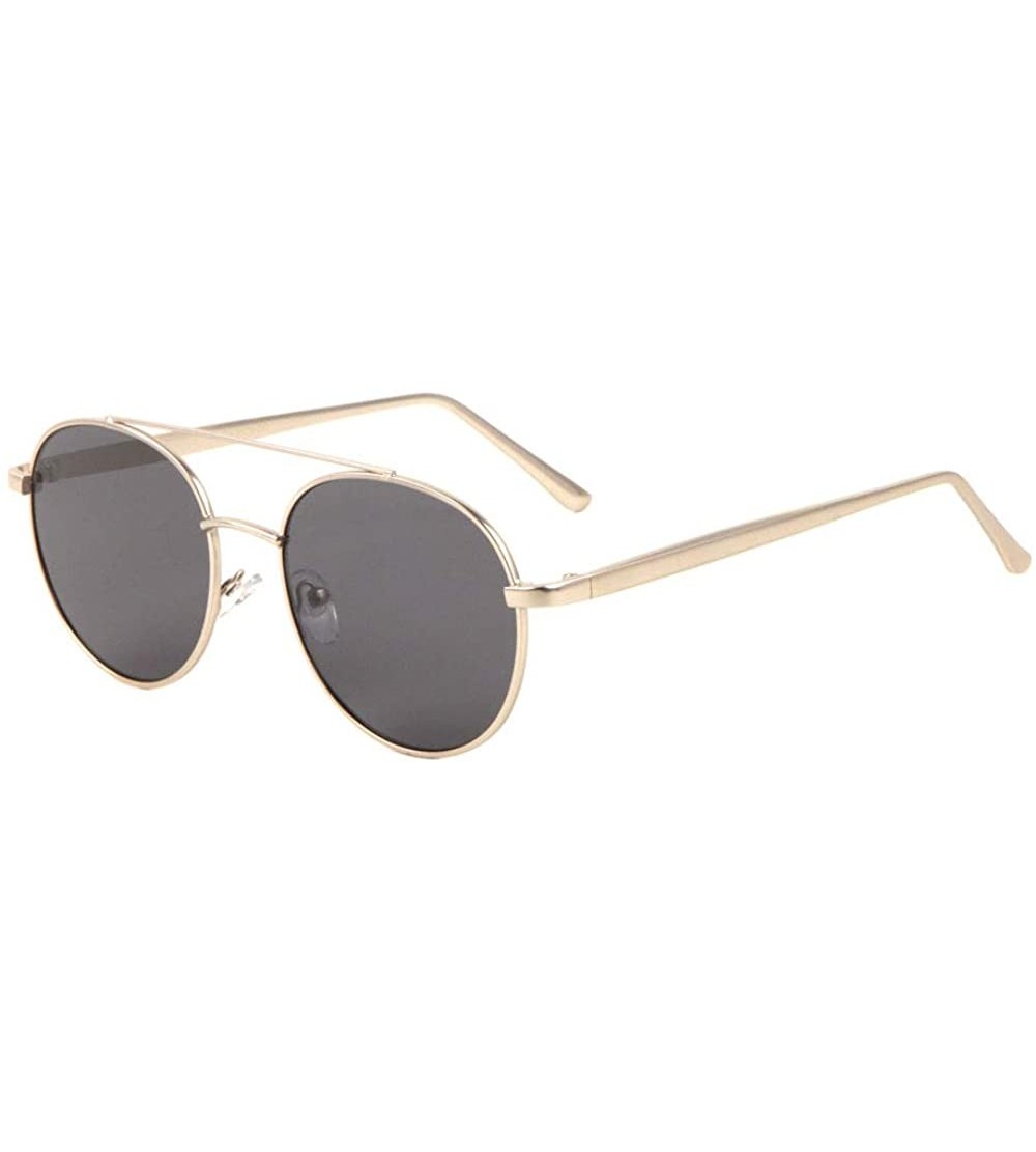 Round Thin Frame Round Color Lens Aviator Sunglasses - Black - C31993LDYGN $26.66