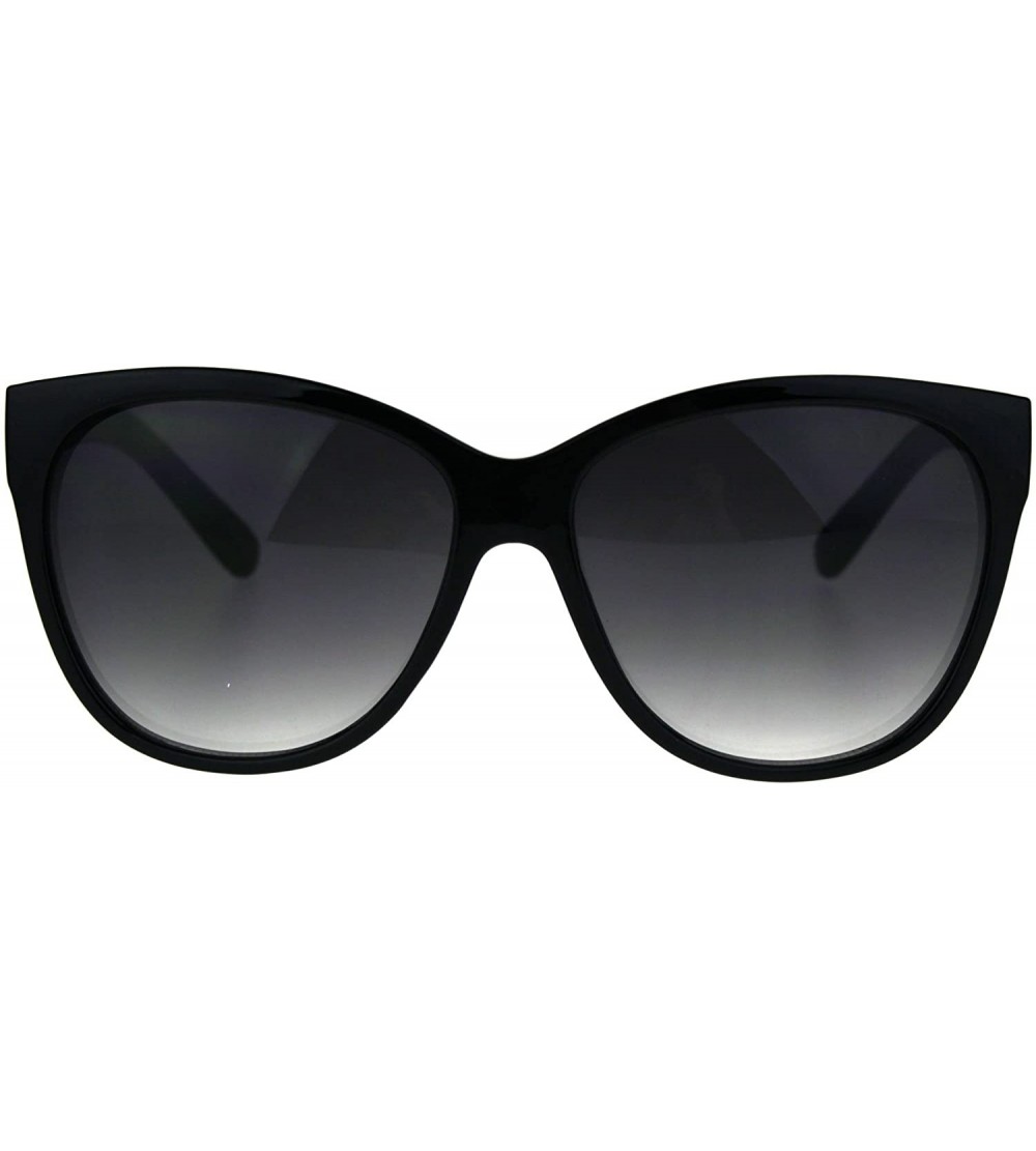 Oversized Womens Thick Plasic Oversize Cat Eye Butterfly Sunglasses - Black Smoke - C5186C37L2T $18.99