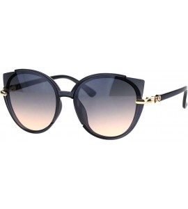 Cat Eye Womens Exposed Cat Eye Tip Lens Designer Round Sunglasses - Slate Pink Smoke - CK18QSASXXK $24.62